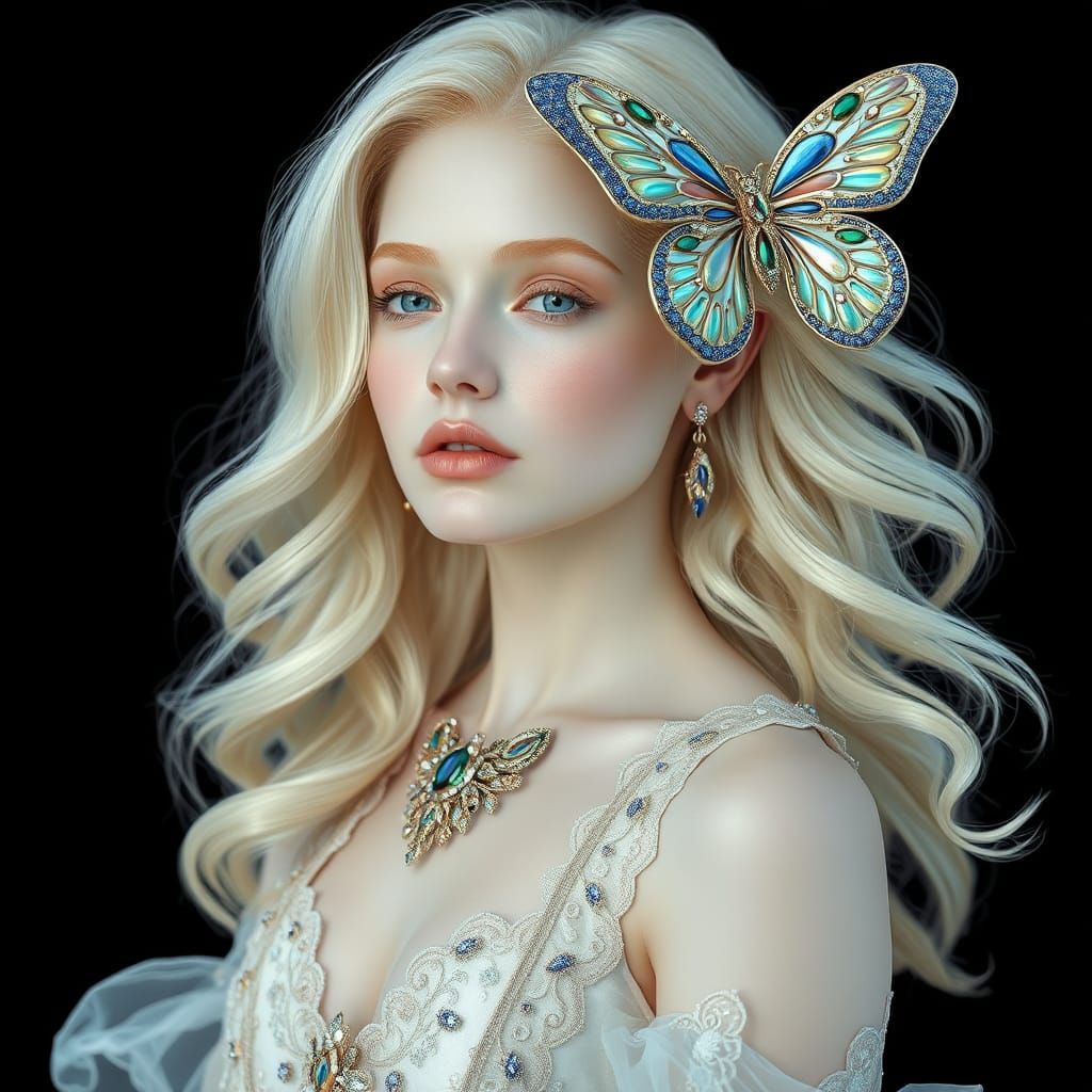 Hyper-Realistic Baroque Beauty in Art Nouveau Style with a J...