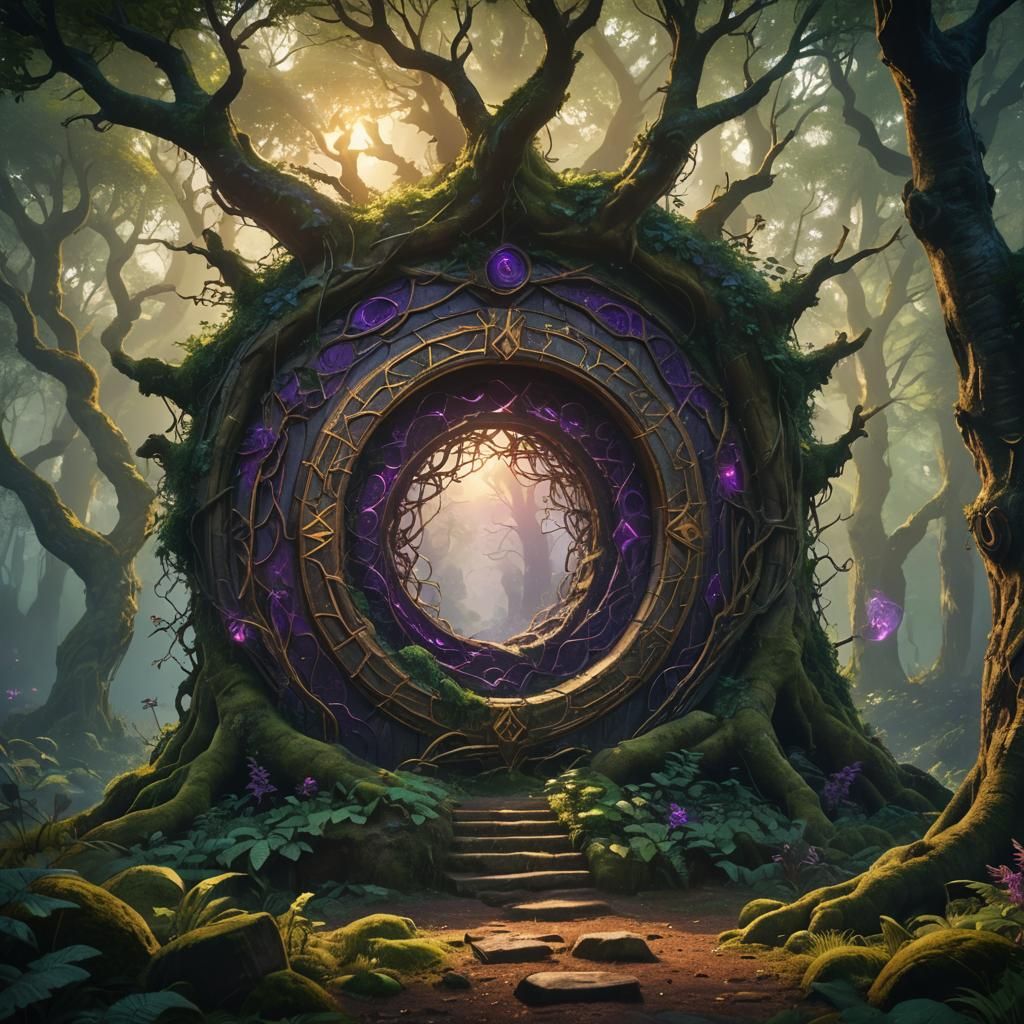 Mystical Forest Portal in Detailed Matte Painting