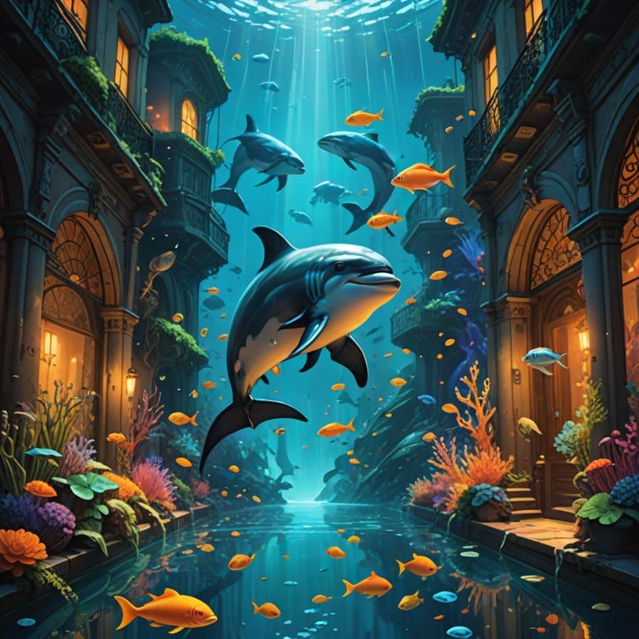 Underwater Metropolis in Vibrant Coral Reef