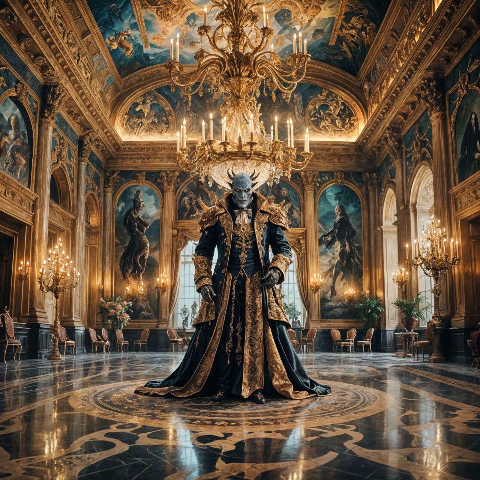 Detailed Matte Painting of Monster in Formal Wear