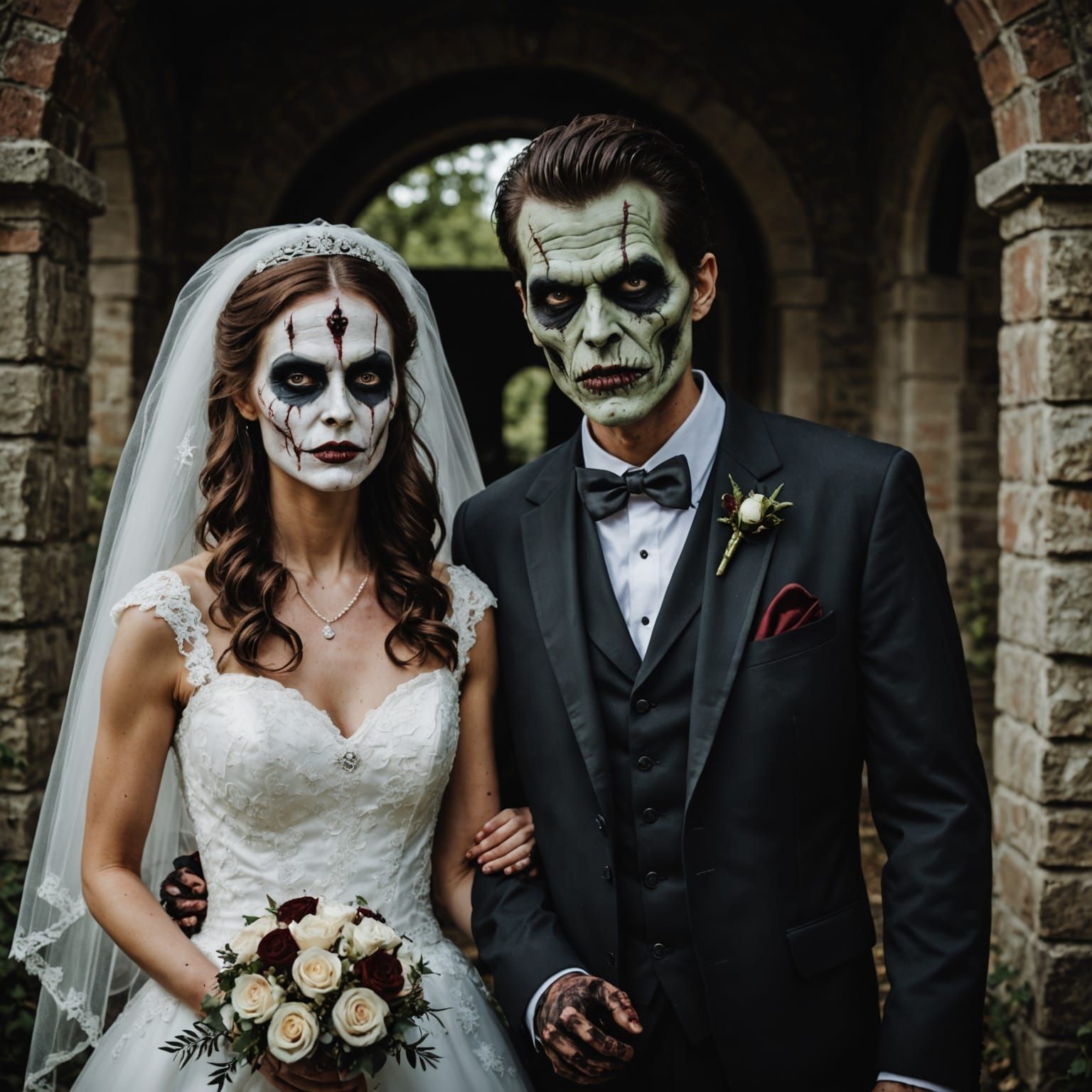 Eerie Undead Bride and Groom Illustration
