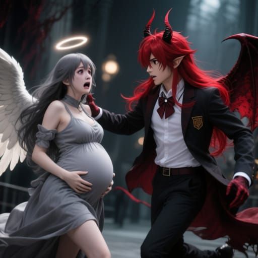 Terrified Pregnant Angel Protected from Evil, Photography