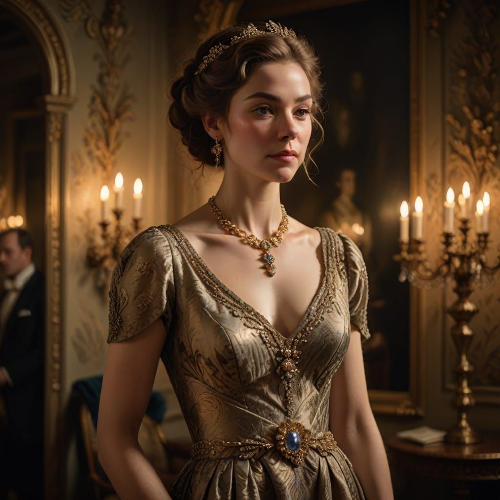 Elegant Lady in Luxurious Evening Attire