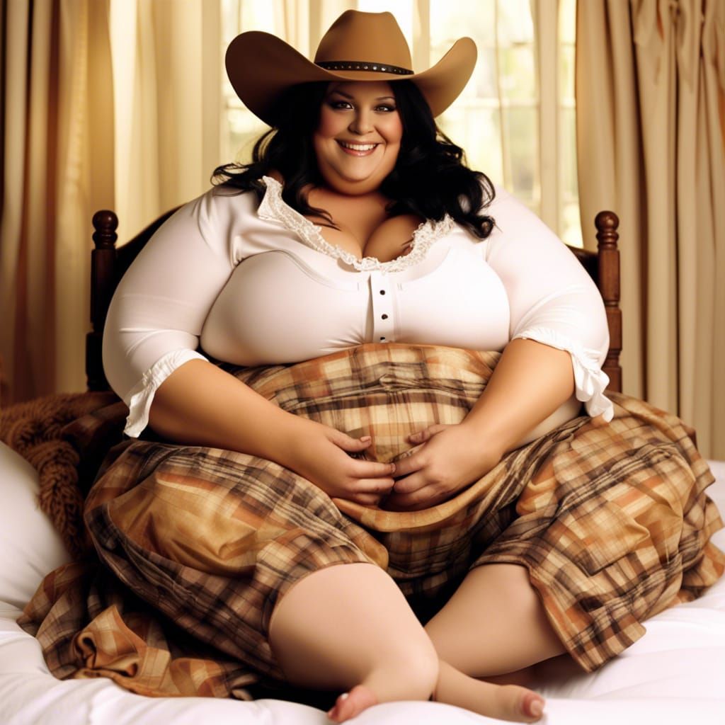 Obese Cowgirl in Bed: Detailed Matte Painting