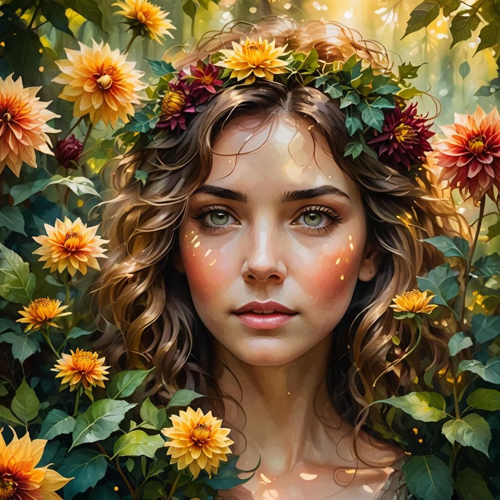 Ethereal Portrait in Abstract Alcohol Ink Style