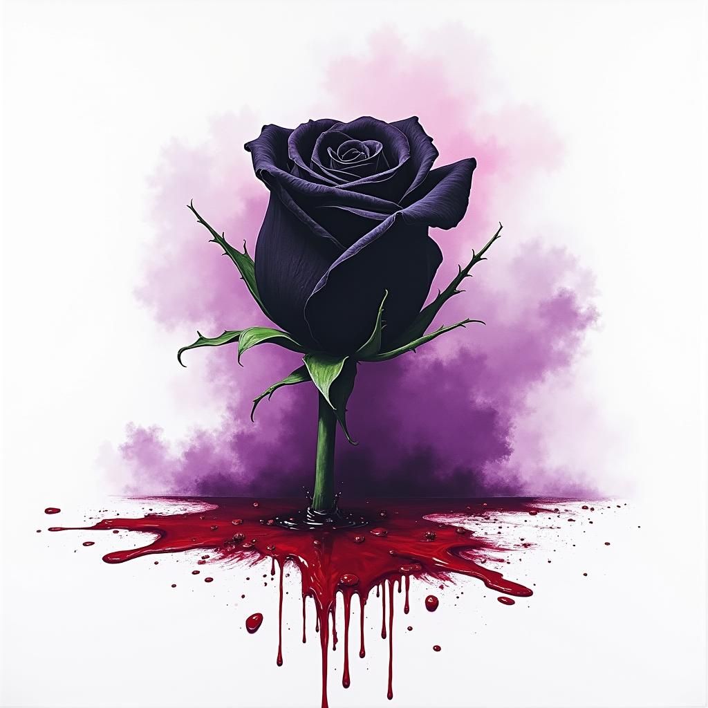 Bleeding Black Rose in Graffiti Art Style