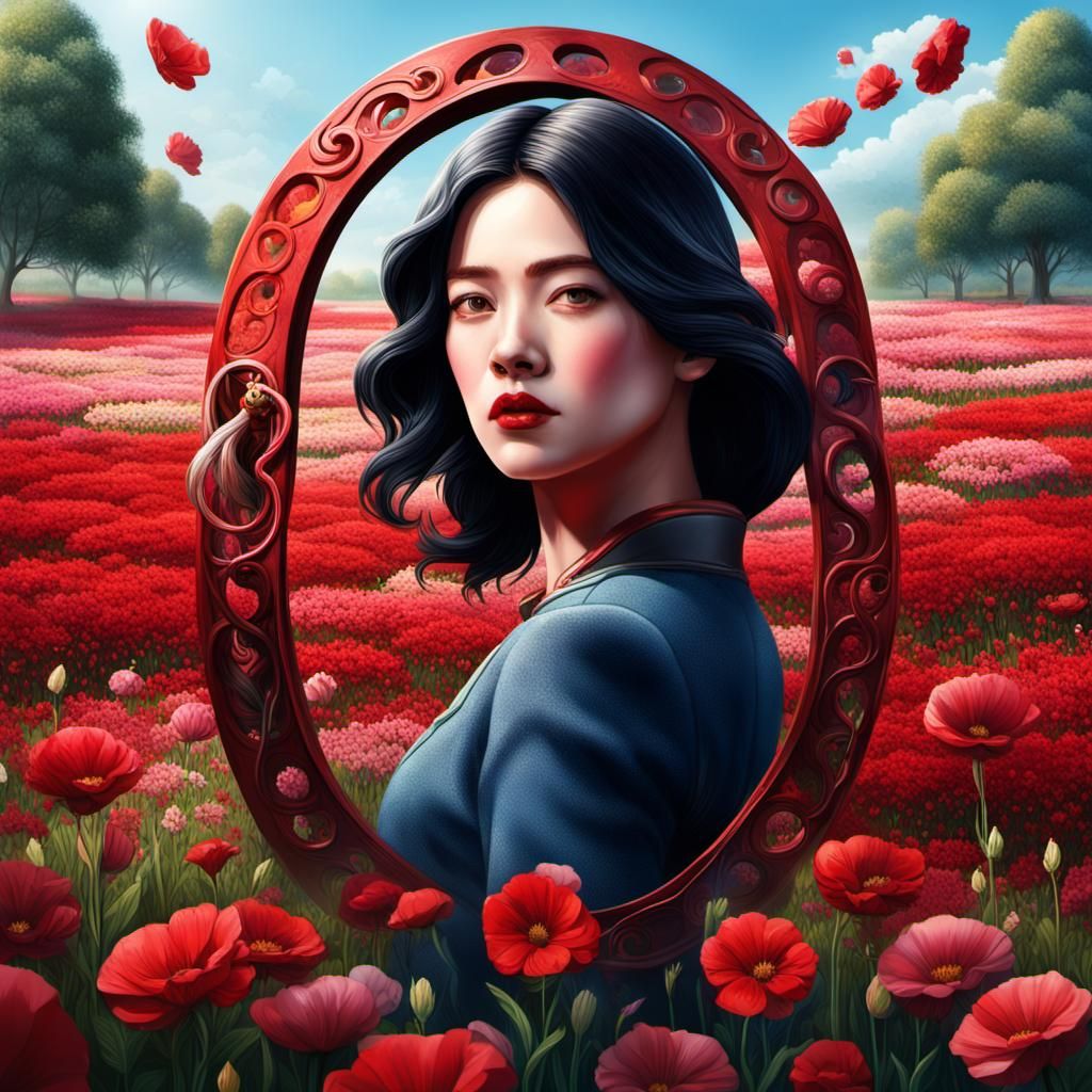 Lady Rouge Finds Horseshoe: Hyperrealistic Splash Art