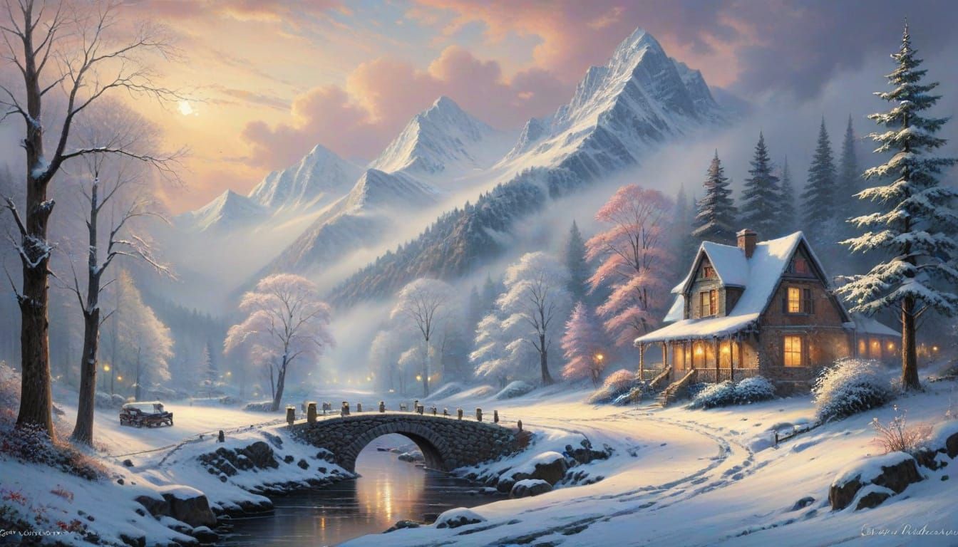 Ethereal Winter Fantasy Landscape in Luminist Style