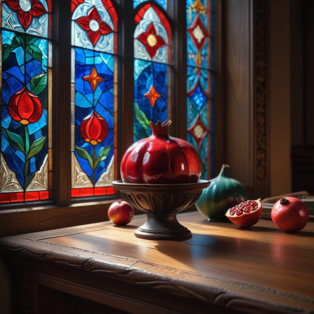 Vibrant Jewish Temple Still Life in Expressive Brushstrokes
