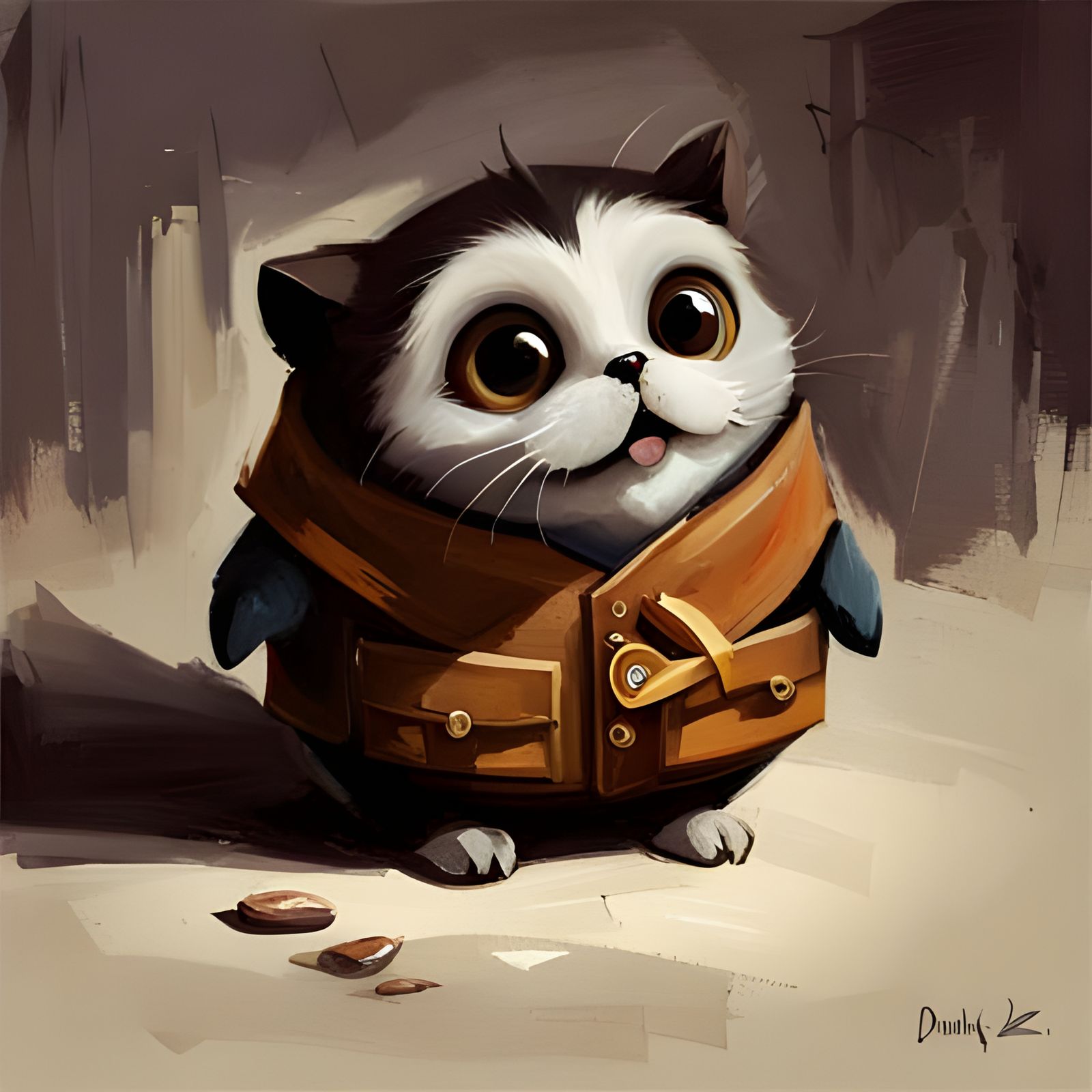 Adorable Creature in Expressive Oil Painting