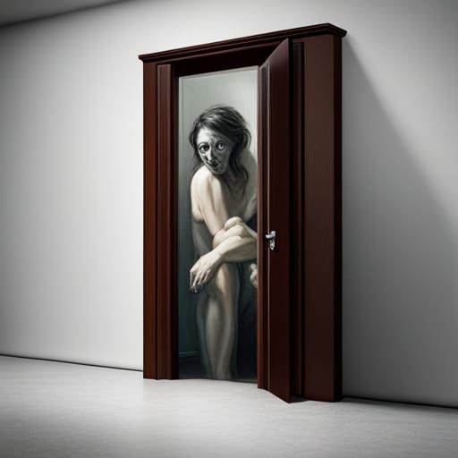 Sinister Monster in Closet, Classical Painting Style