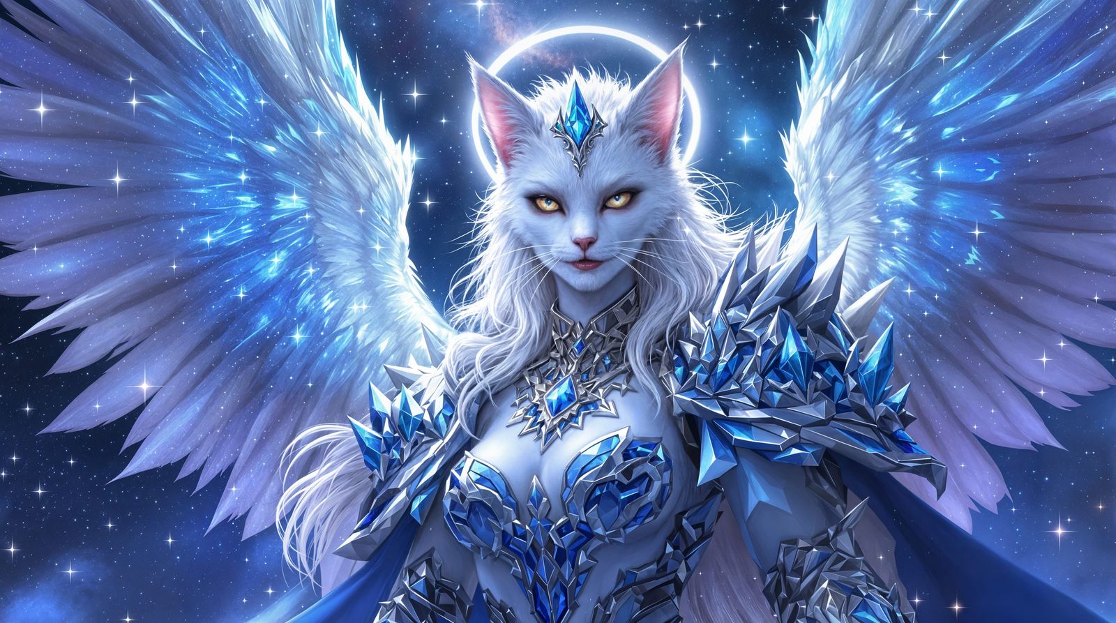 Majestic Feline Queen in Cosmic Armor