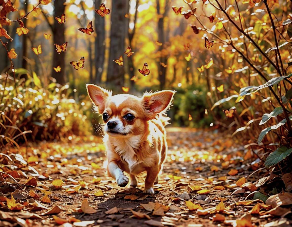 Chihuahua Dogs Chase Butterflies: Professional Photography