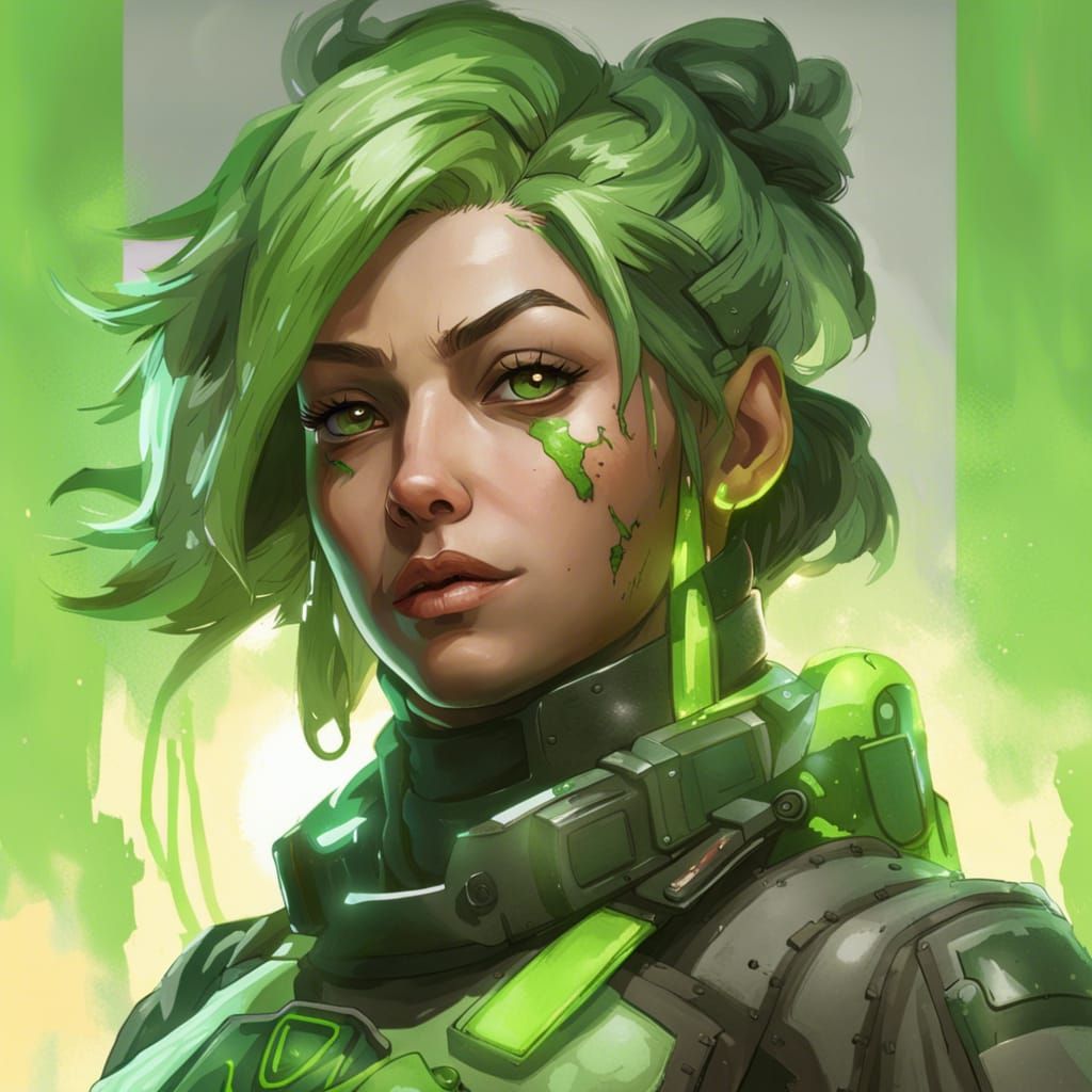 Caustic Portrait with Green Gas, Hyperdetailed Art