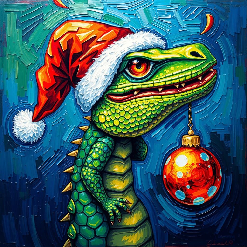 Vibrant Christmas Snake in Pixel Art Style