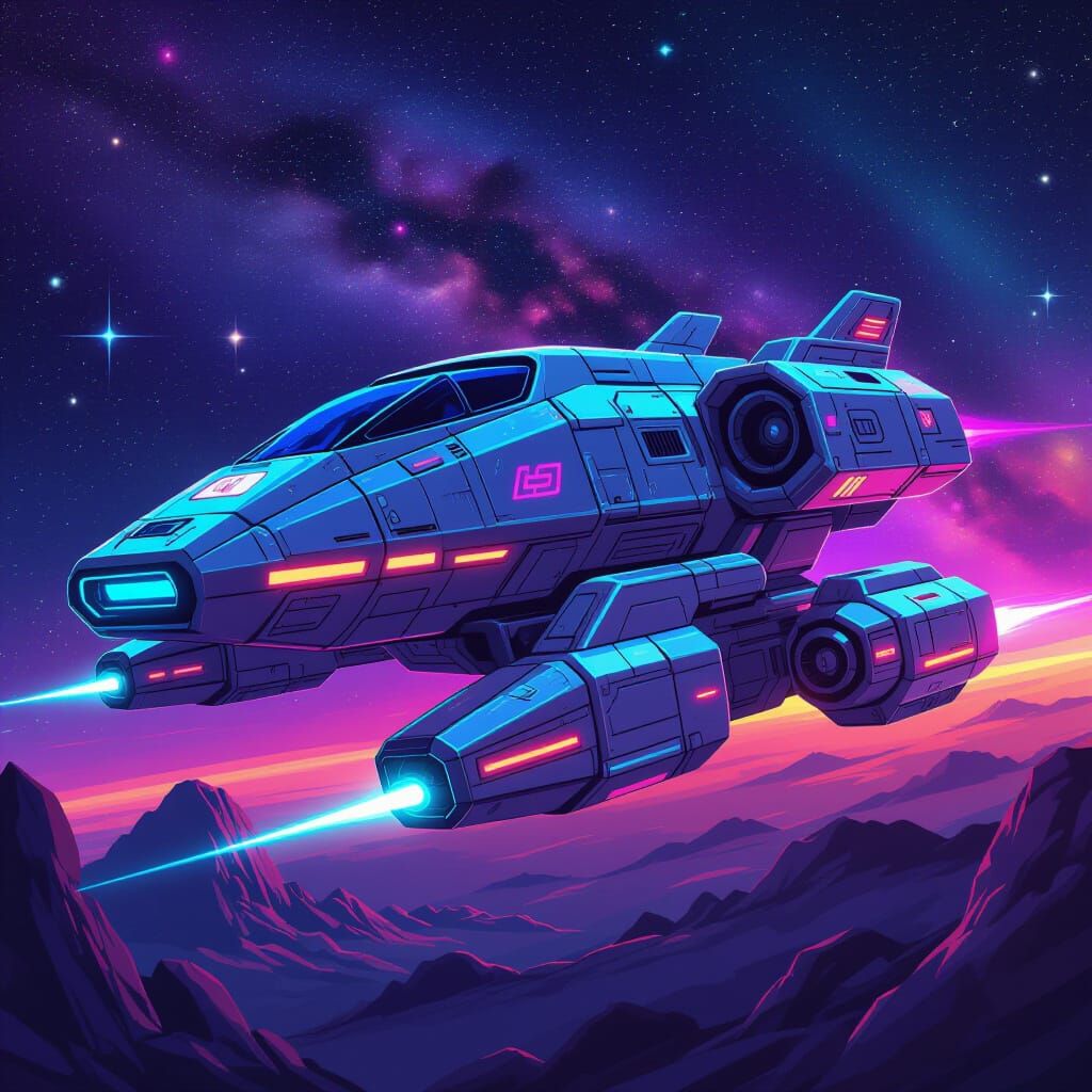 Futuristic Space Construction Vehicle in a Sci-Fi Style