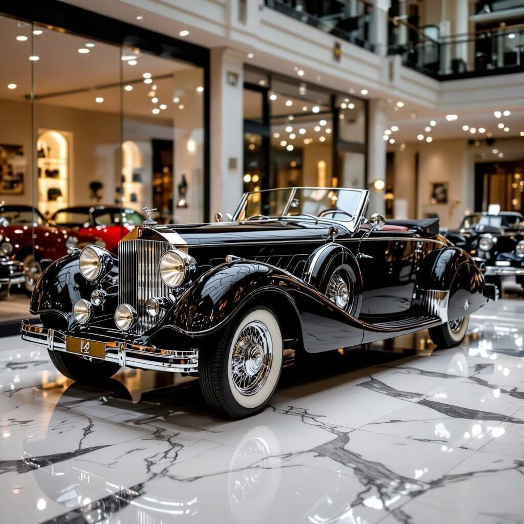 Luxury Vintage Car in Elegant Showroom