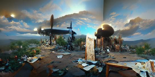 Bombing of Repulse: Fiery Vista in Photorealistic Style