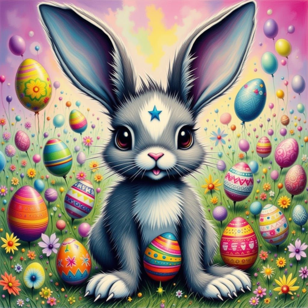 Blue Kiss Bunny Character Design