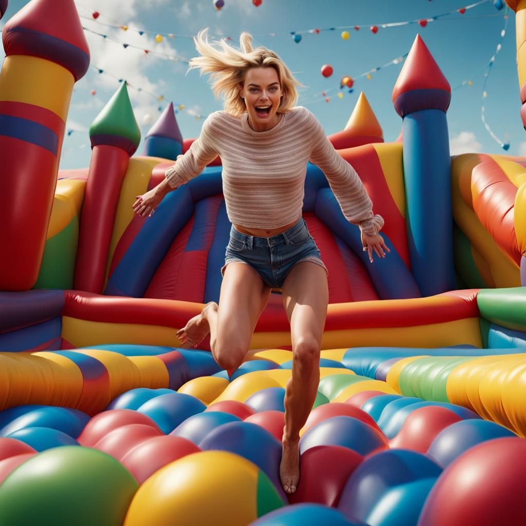 Margot Robbie in Bouncy Castle: Detailed Matte Painting
