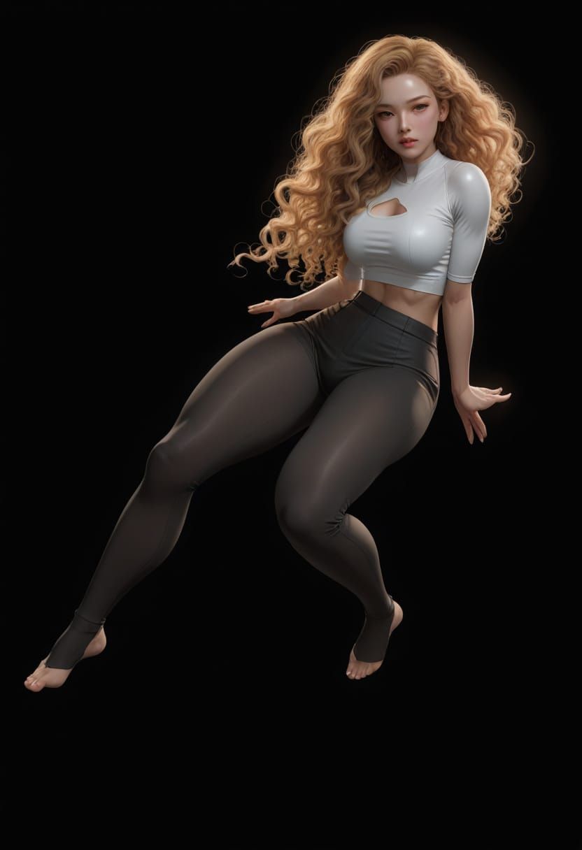 Muscular Young Woman in White Outfit, Realistic Portrait