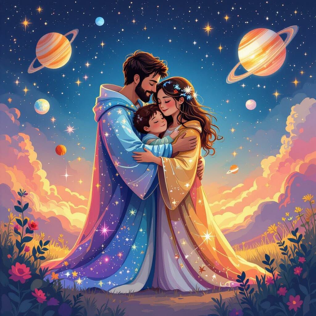 Celestial Family Reunion Amidst the Cosmos