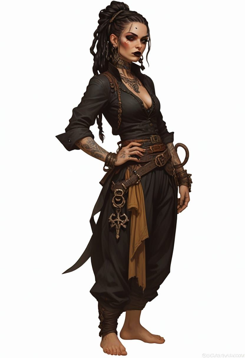 Gothic Pirate Goddess in Dark, Moody Splendor