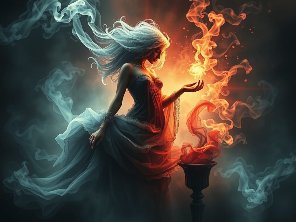 Ethereal Smoke Woman in Film Noir Style
