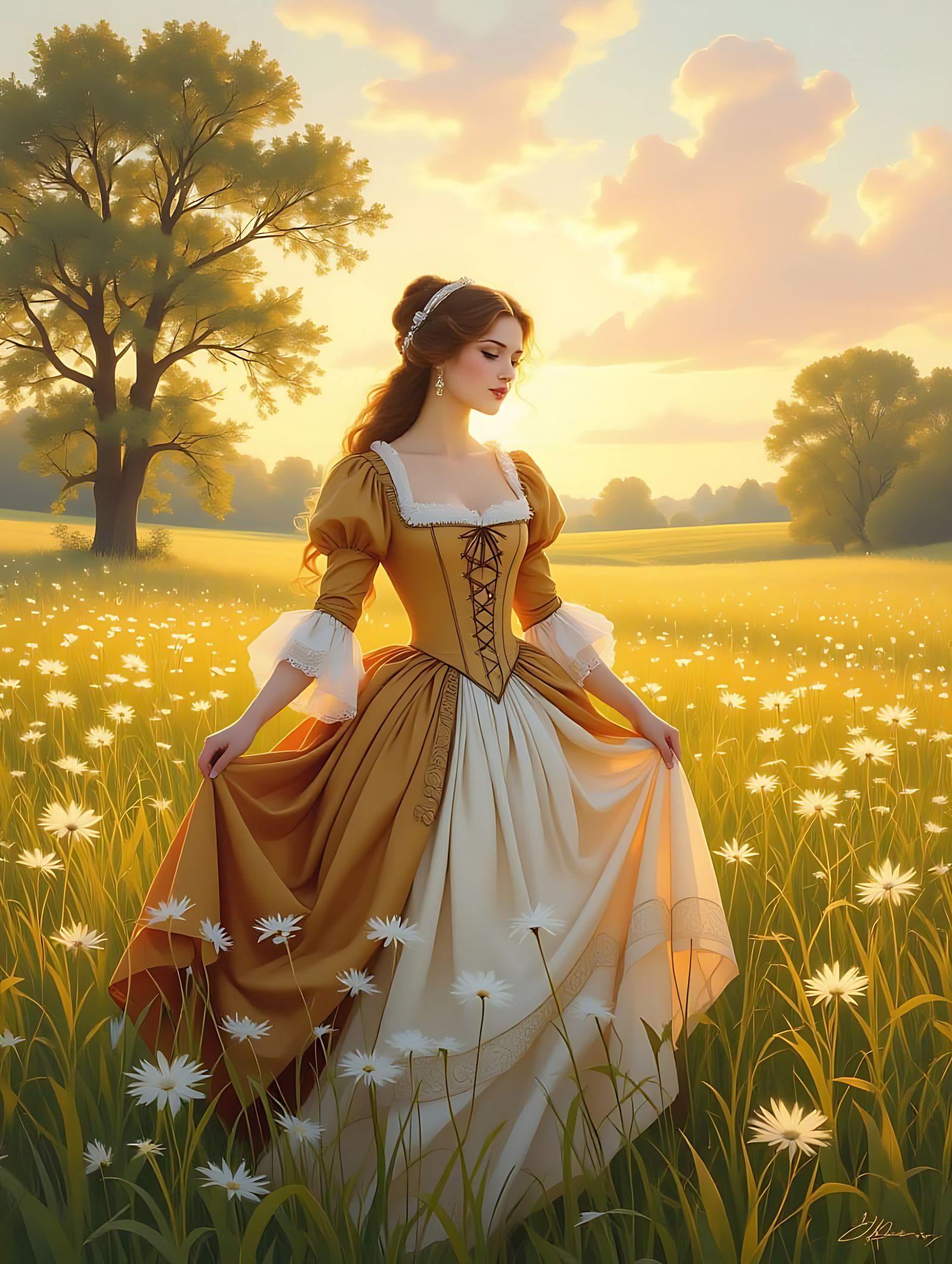 Ethereal Woman in Dawn's Radiance