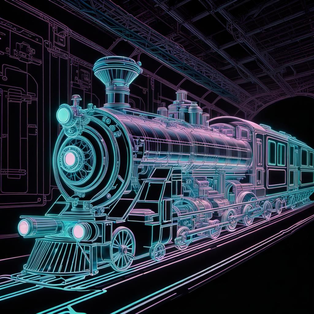 Holographic Steam Train Engine Projection