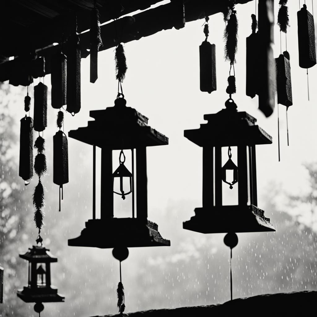Wind Chimes in Noir Style Shrine