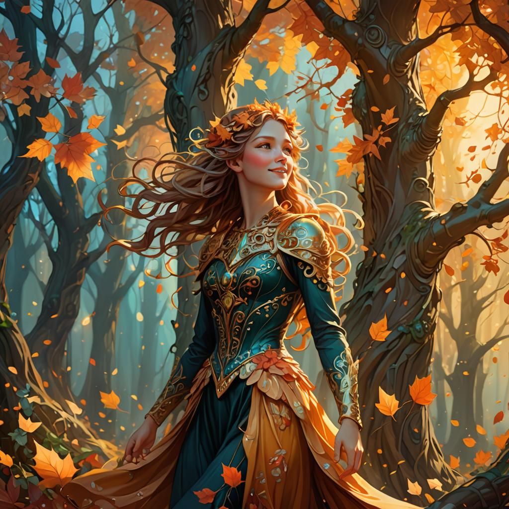 Autumnal Spirit in a Fantasy Matte Painting