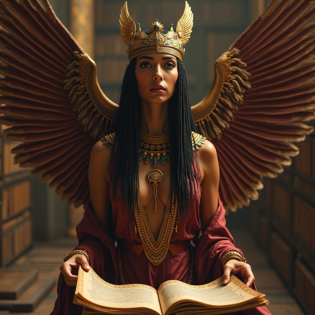 Ancient Egyptian Goddess of Wisdom in Opulent Splendor