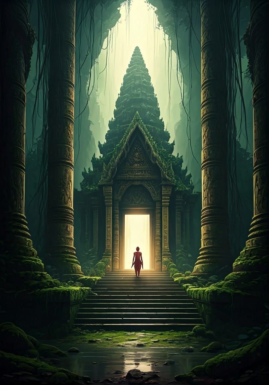 Dramatic, Surreal Entrance to Hell in Thai Temple Style