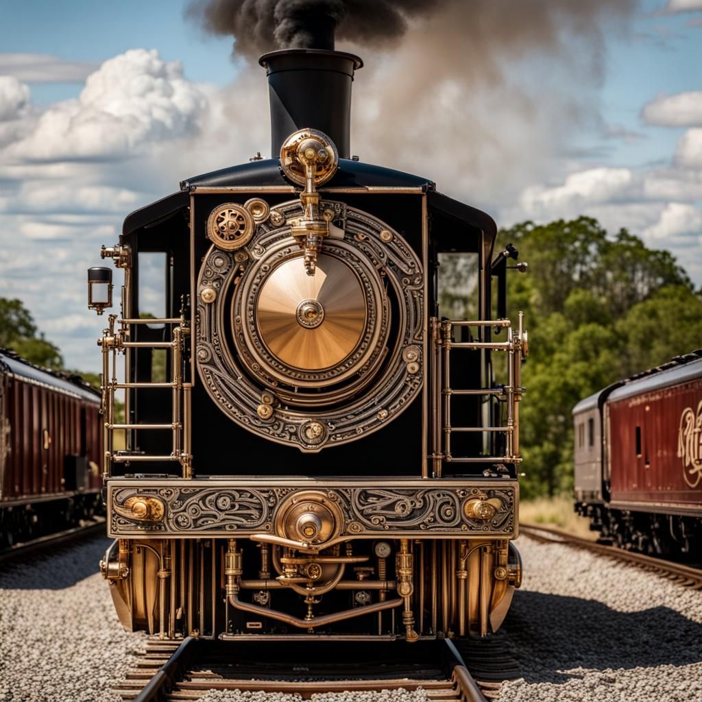 Steampunk Locomotive Pulling Lauren Zitelli Band Carriages
