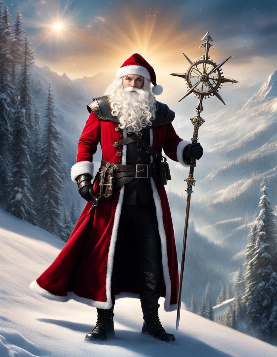 Steampunk, Tim Burton style, (steampunk Santa in warrior arm...