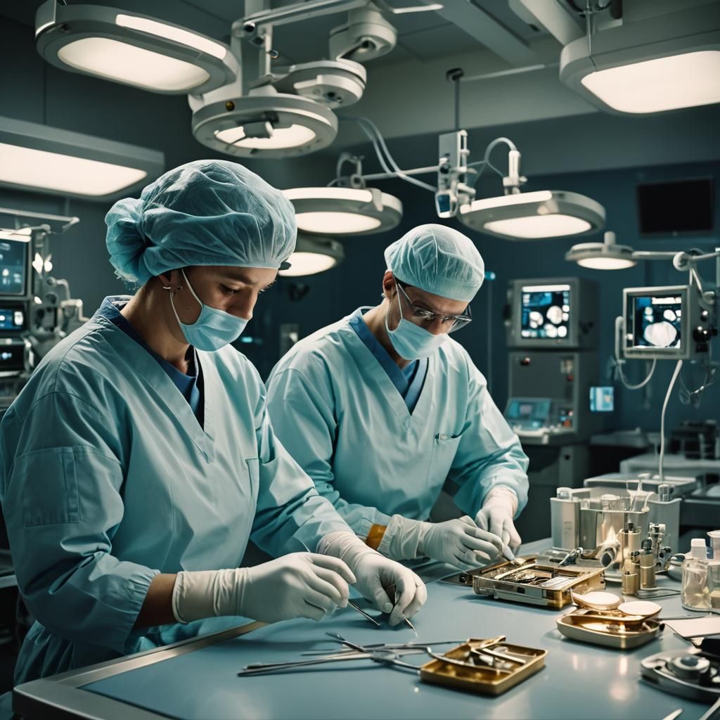 Futuristic Surgery in Cinematic Film Still