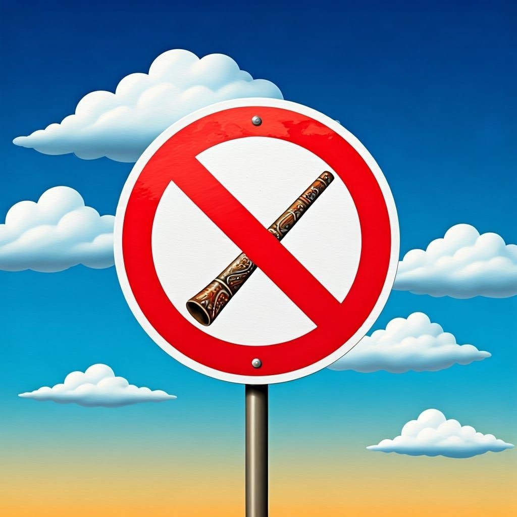 Vibrant Australian Folk Art Road Sign with Didgeridoo