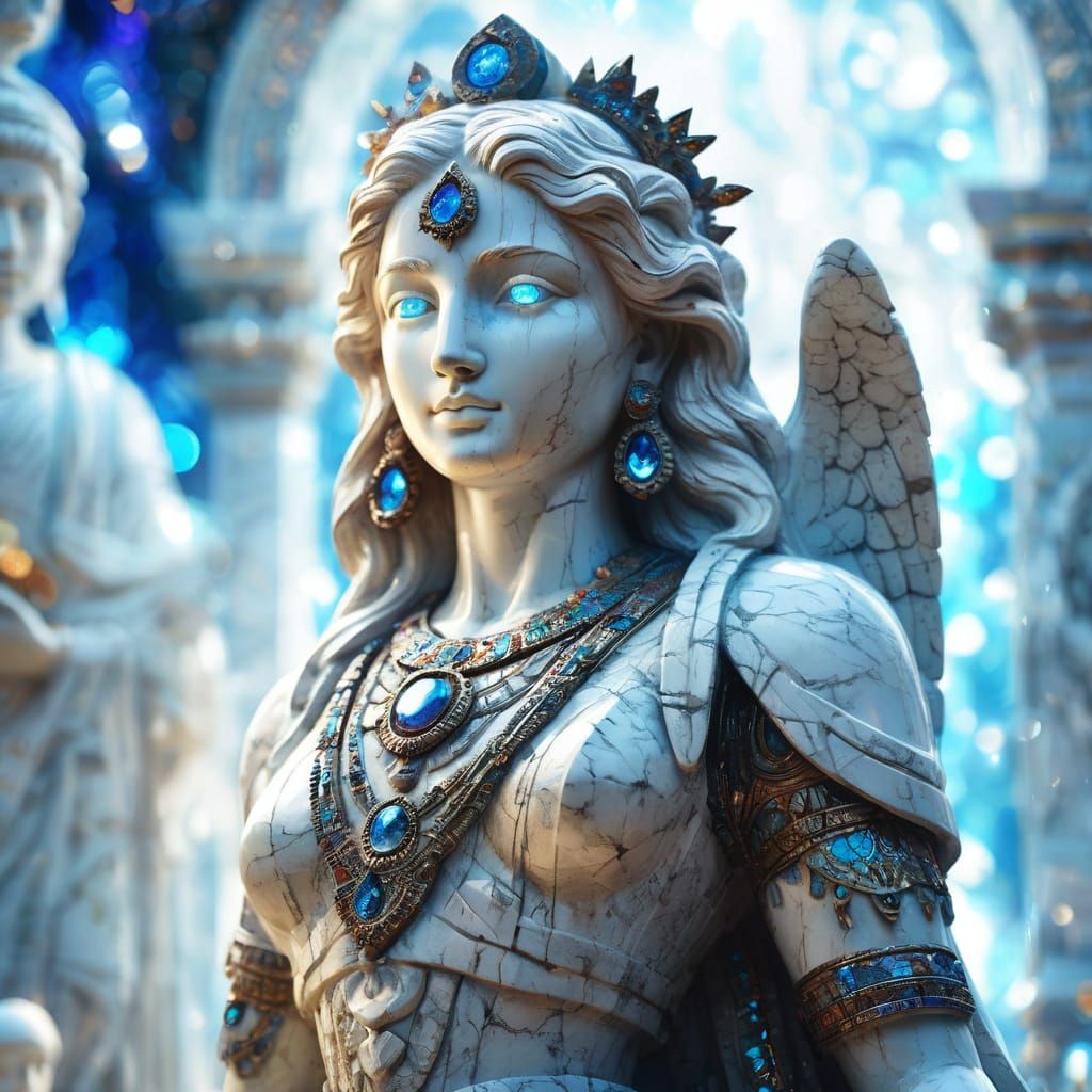 Marble Statue Holding Relic in Fantasy Wonderland