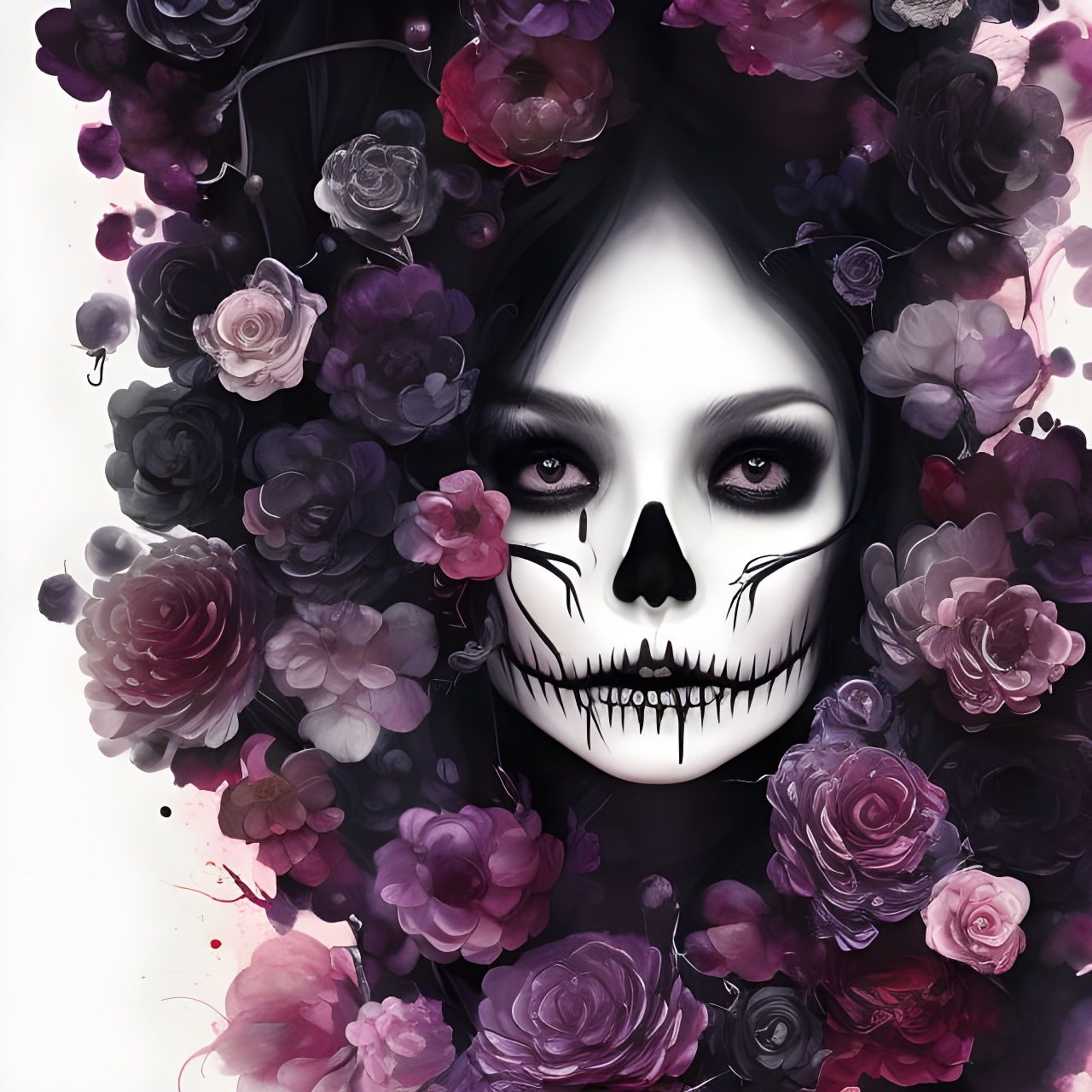 Skull Exploding Flowers in Digital Illustration