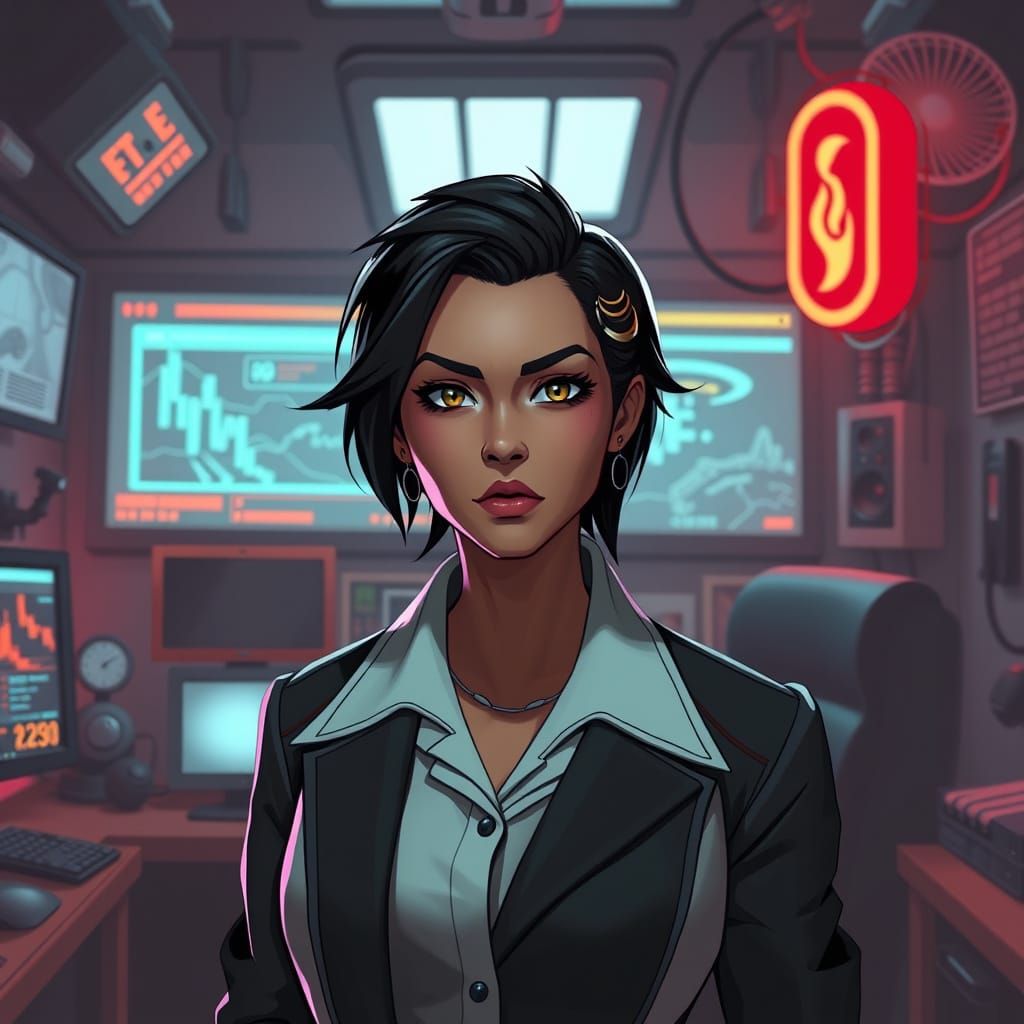 Deaf Mayor in Futuristic Dystopian Office