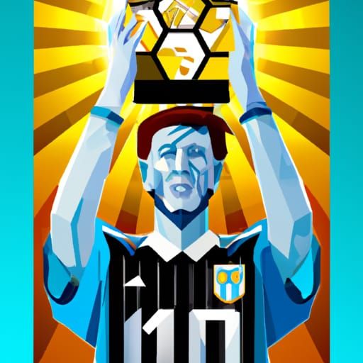 Messi Celebrates World Cup Win: Pop Art Screen Print