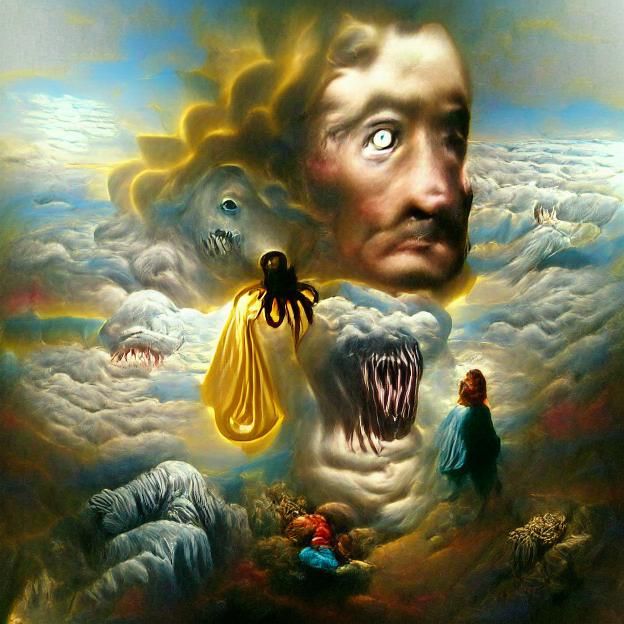 Surreal Divine Light: A Melting Canvas of Fear