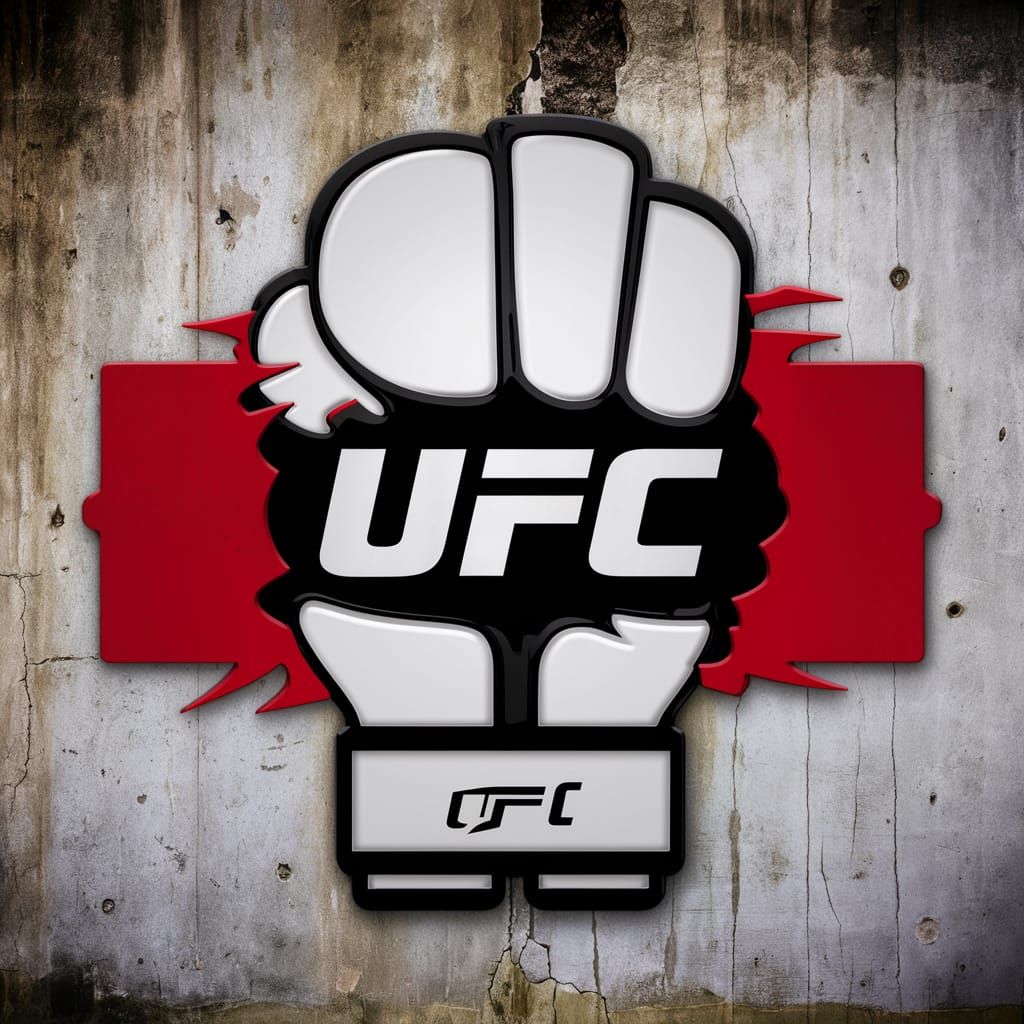 Sleek UFC Boxing Glove Sign on Rustic Wall