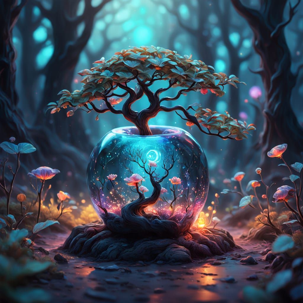 Fantastical Apple in Whimsical Landscape
