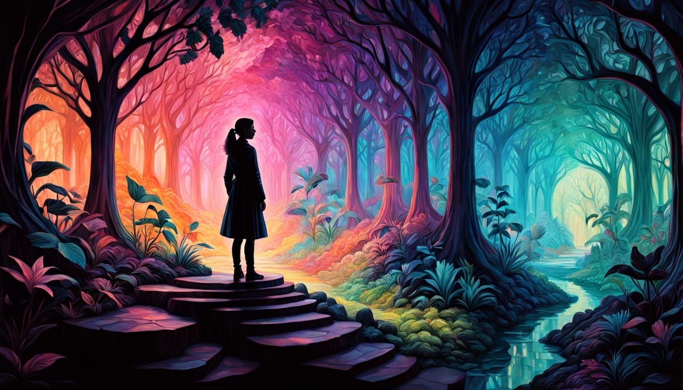 Cavernous Botanic Garden Silhouette in Rotoscoped Decoupage ...