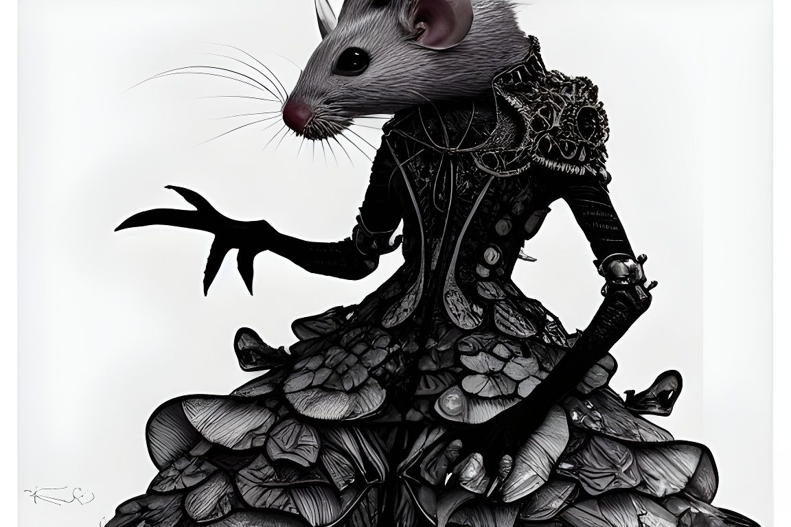 Rat Creature in Rococo Dress: Digital Art
