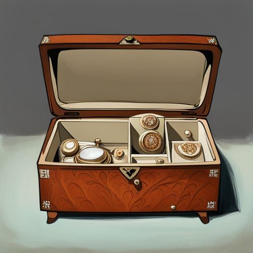 Jewelry Box Still Life in Psychedelic Style