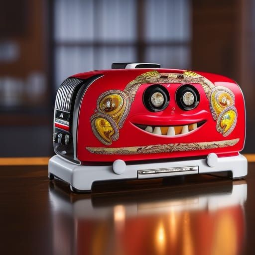 Funky Toaster with Monster Wheels in Graffiti Art Style