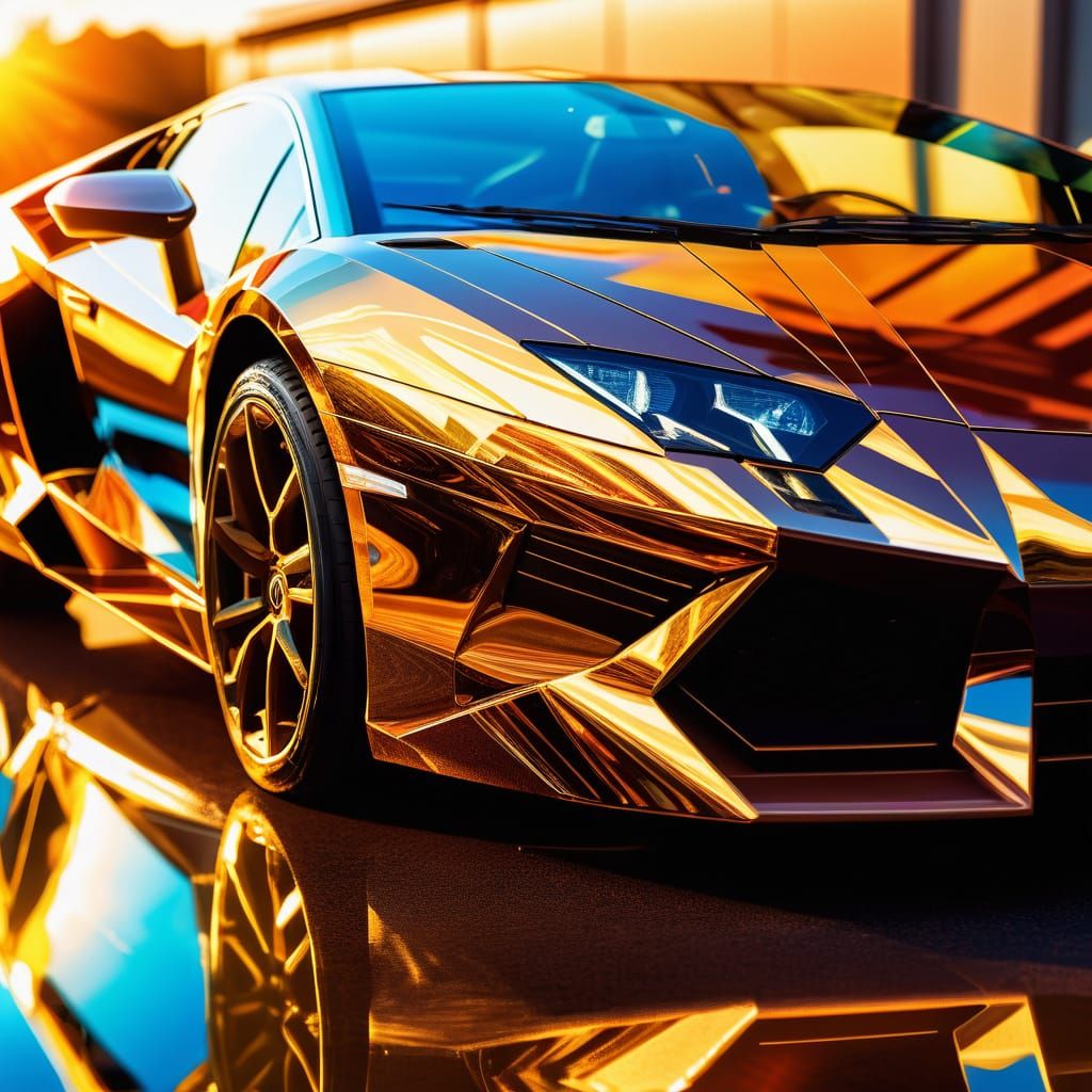 Surreal Glass Lamborghini in Prism-Like Reflections